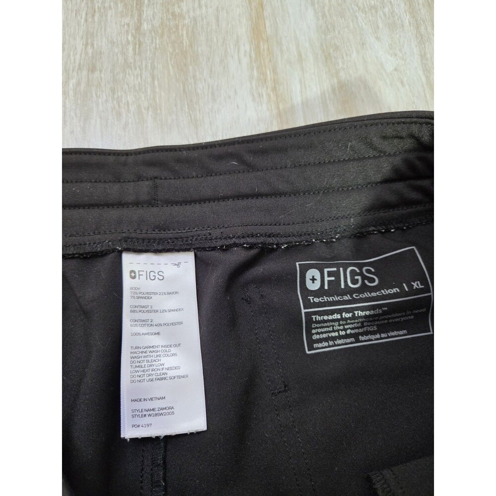 FIGS Zamora Scrub Pants Black Jogger Drawstring Stretch Cargo Womens XL EUC - Picture 4 of 9